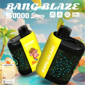 BANG BLAZE 50000 Puffs Starry, okus Summer Punch, zvezdni motiv, rumena različica, 3 načina delovanja, dualni mrežasti navitje, 550mAh baterija, Type-C polnilec