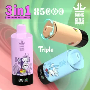 BANG KING Triple 85000 Puffs 3 v 1, tri prilagodljive okuse, okus Triple Melon, gorilski stil, digitalni prikaz
