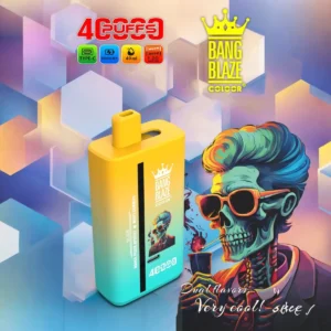 Bang Blaze Color 40000 PUFFS dvojni okus, Mango Peach Apricot & White Gummies, skuškast lik, DelphiTech tehnologija