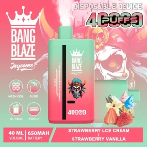 BANG BLAZE Dual Flavor 40K Puffs 2U1, dvojni okus Strawberry Ice Cream & Strawberry Vanilla, piratski skuškast stil