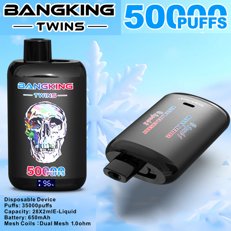 BANG KING Twins 50K PUFFS 2v1 enokratna e-cigareta znamke Bang z 24 različnimi voćnimi okusi