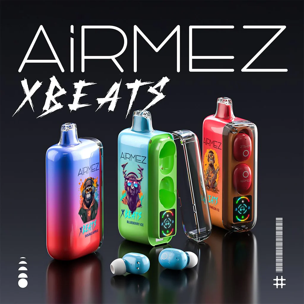 Airmez Xbeat 50K PRO enkratna e-cigareta z Jagodo B-Pop, Lubenico z ledom in Kiseli Fab okusi